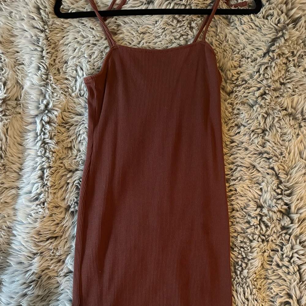 Casual Brown Sleeveless Dress
